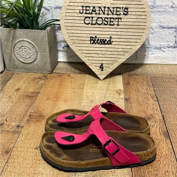 Birkenstock Womens Gizeh Patent Hot Pink Regular Width Size 38 - L 7 US - Picture 11 of 13